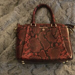 Michael Kors Red Snake Print Satchel